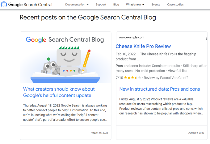Google Blog Features New Content