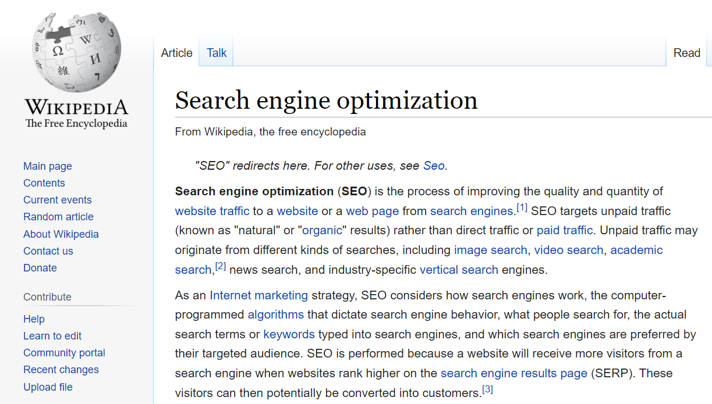 Wikipedia Page Example of Internal Linking Related Topics