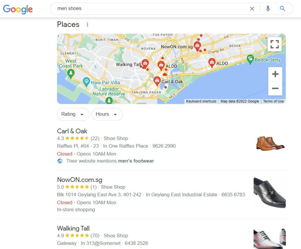 local seo results singapore for men shoes